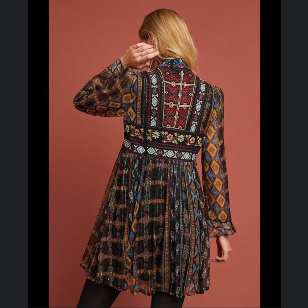 Bohemian Embroidered Mini Dress - Black Multi - Picture 2 of 11